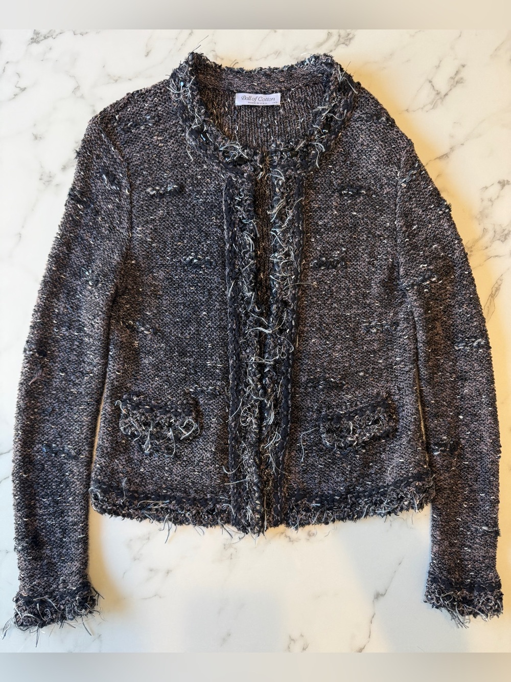Ball of Cotton Crystal Embellished Knit Jacket | Size XS